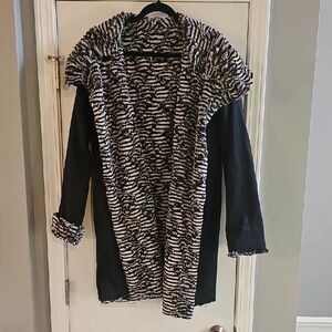 REVERSIBLE Chic Black Teddy Jacket with Zebra Print Lining